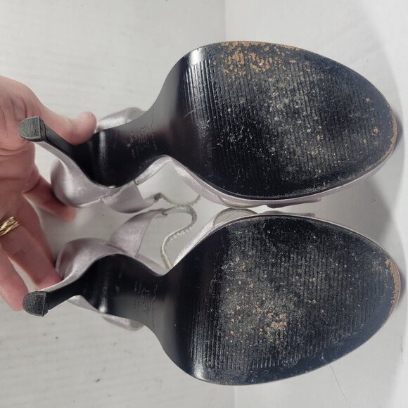 Nina Silver Dressy Date Night Retro Rhinestone Strappy Stiletto Heels Size 7.5 - Picture 10 of 10